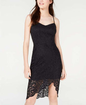 Material Girl Juniors Tie Back Lace Bodycon Dress Color Caviar Black Siz... - $58.91