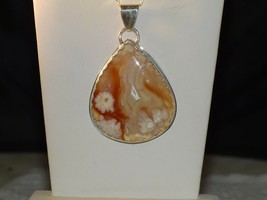 Handmade Pear Shape Turkish Agate Pendant Set In Sterling Silver..Gorgeous - £140.32 GBP