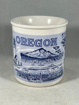 Retro Vintage Blue and White Illustrated OREGON State Landmarks Coffee Mug - £11.16 GBP