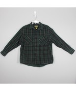 Cabela&#39;s Mens Roughneck Flannel Shirt Long Sleeve Green Plaid XL Heavy Warm - £21.43 GBP
