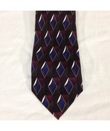 Facets Mens Maroon/Blue/White Diamond Hand Made 100% SILK Tie 62&quot;x 4&quot; NEW - $24.60 CAD