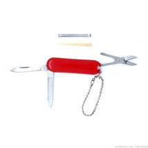 MAXAM Swiss Style Keychain Pocket Knife 5-in-1 Functions Red - £7.02 GBP