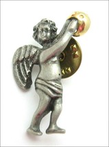 Weird Odd Little Cherub Angel Pewter Lapel Pin Vintage Christmas Goldtone Camco - £11.86 GBP