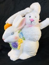 Easter Bunny Ceramic Candy Dish and plush  - $9.88