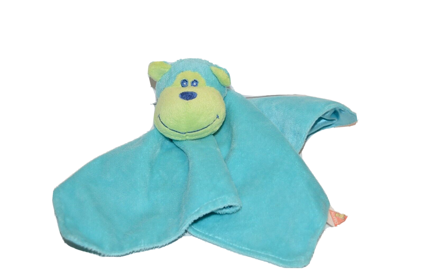 VTG Dakin Blue Yellow/Lime Monkey Baby Blanket Satin Security Lovey Big Lots - $44.55