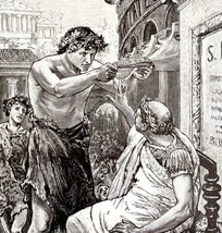 Julius Caesar Refuses The Crown 1913 Roman Plate Print 2 Page History DW... - $39.99