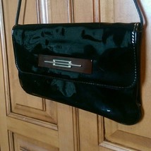 Vintage Purse - Black Patent Handbag / Shoulder Bag / Purse - $16.99