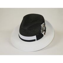 Men's Bruno Capelo Belvedere 2-Tone Straw Style Fedora Hat BD950 Black/White image 2