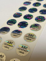 1000 CUSTOM PRINTED .50 INCH ROUND HOLOGRAM LABELS STICKERS SEALS TAMPER... - £50.44 GBP
