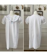 Vintage 70s Glencraft Nightgown Union Label White Swiss Dot Embroidery K... - $35.71 CAD