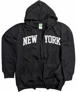 Men&#39;s New York City Zippered Hoodie Sweatshirt Black - £27.56 GBP+
