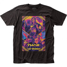 Thor Love and Thunder The Mighty Thor and Jane Foster Poster T-Shirt Black - £11.79 GBP