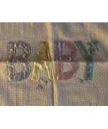 Quiltex Baby Blanket Throw White Satin Letters Baby Vintage Acrylic 40&quot;x... - £16.95 GBP