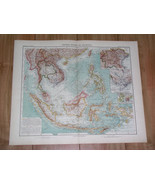 1910 MAP OF INDONESIA BORNEO VIETNAM ANNAM THAILAND SIAM SINGAPORE PHILI... - $34.71
