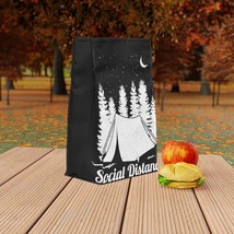 Kids Lunch Bag for Camping Activities - Black and White Illustration Outdoor Sce - £30.46 GBP