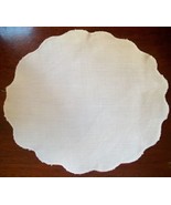 Vintage Doily, blank, white, scalloped, oval, hemmed fabric for DIY project - $99.78 MXN