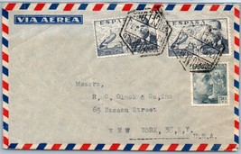 1953 SPAIN Air Mail Cover - Barcelona to New York, NY USA V6 - £2.33 GBP