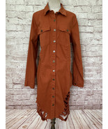 Fashion Nova Not Stressing Over You Denim Mini Dress Terracotta Orange S... - £47.27 GBP