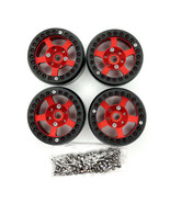 Racers Edge 1.9 Aluminum Beadlock Rims (4pcs) 5 Star Red with Black Rings - £57.57 GBP