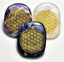 (set of 4 Flower of Life worry stone w/ hole                            ... - $1,509.23 MXN
