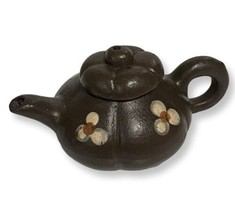 Vintage 1:12 Dollhouse Floral Brown Clay Teapot Rare Collectible Mini Accessory - £19.02 GBP
