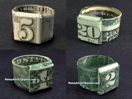 Dollar Origami RING Made with REAL MONEY Handmade Cash Art Jewelry Gift ... - $20.99 CAD+