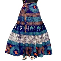 Women Wrap around skirt Jaipur Maxi 38&quot; Free Size upto 46&quot;-XXXL MultiColor EJT6 - £25.30 GBP