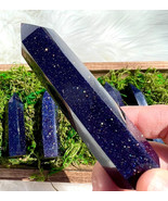 Blue Goldstone Healing Crystal Wand Obelisk Tower Point Home Office Deco... - $28.99