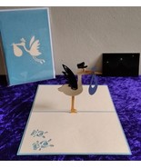 Stork delivers Baby Boy - 3D Kirigami Pop-up Greeting Card - $131.15 MXN