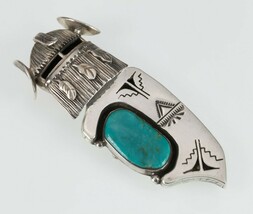 Nelson Morton Navajo Kachina Sterling &amp; Turquoise Pendentif/Broche 70 MM... - $15,630.81 MXN