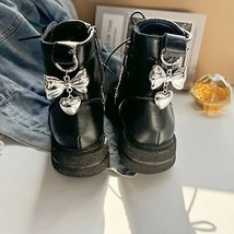 Goth Emo  Punk Cute Silver Bow &amp; Heart Shoe &amp; Boot Charm Accessory - $15.00