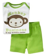 Old Navy Baby Boy Monkey Graphics Tee &amp; Shorts, Size 6-9 Months.NWT - £10.30 GBP