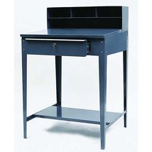 Zoro Select Stationary Shop Desk, 1 Drawer, Gray, 34 1/2 Inw X 30 In D X - £349.12 GBP