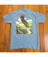AL AGNEW T-Shirt Men&#39;s Size M Bald Eagle Mountain River Blue Pocket NEW ... - £15.53 GBP