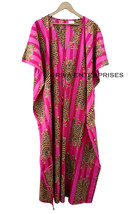 Indian Ethnic Animal Tibetan Tiger Print Pink Woman Sleepwear Maxi Cotto... - £24.26 GBP