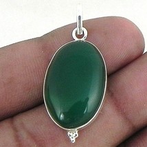 Pendentif Argent Massif Collier Vert Naturel Onyx PS-1568 - £32.69 GBP