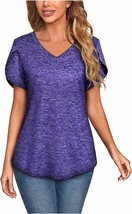 Miss Fortune Womens V-Neck Short Sleeve Activewear T-Shirt Petal Sleeve ... - $42.99