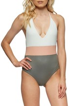Tavik Swimwear Cove Grey Glossy Pique Color Blocked &#39;chase&#39; One Piece (S) Nwt - £83.91 GBP