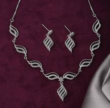 Indian Bollywood Silver Plated Ethnic CZ Jewelry Earrings Choker Necklace Set  - £26.90 GBP