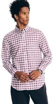 NAUTICA Mens Classic Button down shirt Large Checkered Purple WR3825 - $32.14+
