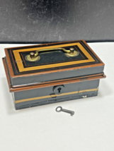 c1900 Victorian English Toleware Cash Document Box with Key - £29.97 GBP