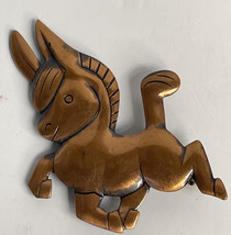 Vintage Bell Trading Post Copper Donkey Pin Brooch Dancing Burro Democratic - £5.47 GBP