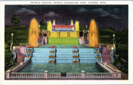 Sparks Cascade Foundation Park Jackson Michigan Postcard - £5.14 GBP