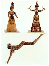 2 Postcards Greece Crete Heraklion Museum Snake Goddess Acrobat Dancer U... - £3.93 GBP