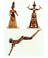 2 Postcards Greece Crete Heraklion Museum Snake Goddess Acrobat Dancer U... - £3.90 GBP