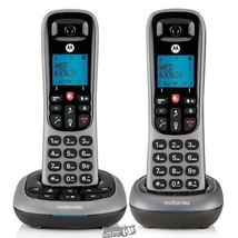 Motorola Cordless Answering System Base and 2 Handsets Black &amp; Silver - £26.11 GBP
