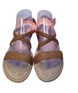 Born Boc Flat Sandals Women&#39;s 10M Brown/Tan Braided Cross Strap Ankle Bu... - £15.82 GBP