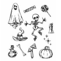Halloween Ghost Skeleton Candy Clear Stamp Scrapbook Decoration Card Craft - £11.61 GBP