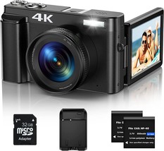Vlogging Camera, 4K 48Mp Digital Camera For Photography With 3&quot; 180° Flip - £112.18 GBP