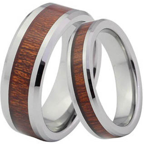 COI Tungsten Carbide Wedding Band Ring With Wood - TG2594